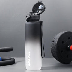 Motivational Sports Water Bottle With Time Marker Leakproof