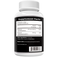Vitamin D3 10000 IU with K2 (MK-7) Supplement – 90 Softgels – Non-GMO, Gluten-Free – Supports Bone, Heart & Immune Health – Enhanced Absorption – Made in USA
