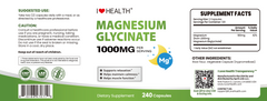 Magnesium Glycinate 240 Capsules High Absorption Gentle Formula