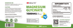 Magnesium Glycinate 240 Capsules High Absorption Gentle Formula