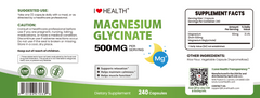 Magnesium Glycinate 240 Capsules High Absorption Gentle Formula