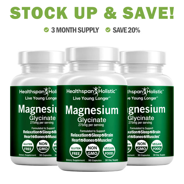Magnesium Glycinate Supplement 90 Capsules