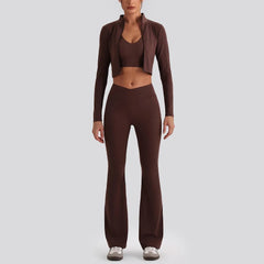 Women's Yoga Exercise Sets Women Backless Sports Tank Top V Shape High Waist Wide Leg Pants Fitness Gym Running Workout Clothes